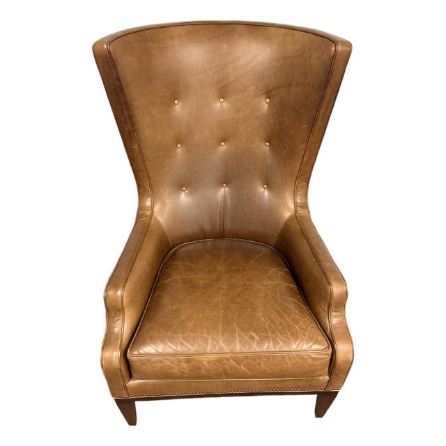 Leather Wingback Accent Chair / Armchair For Sale