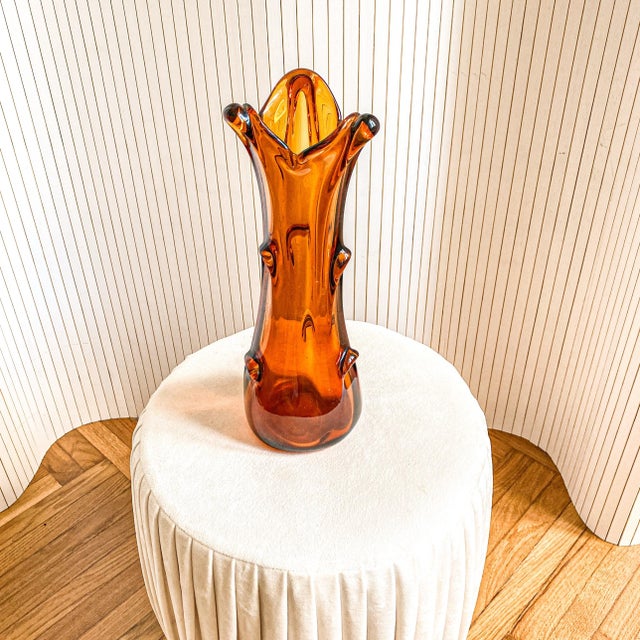 Sękacz Cognac Glass Vase from Huta Szkła Ząbkowice, Poland, 1970s For Sale - Image 6 of 6