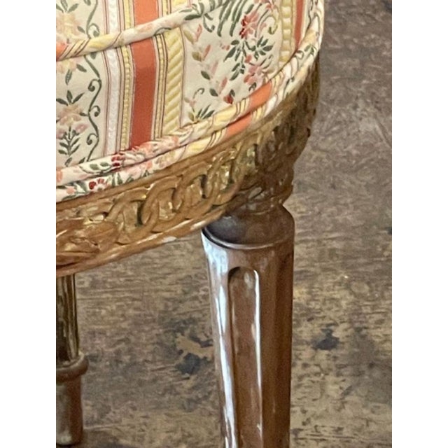 19th Century Pair of French Louis XVI Giltwood Side Chairs For Sale - Image 5 of 9