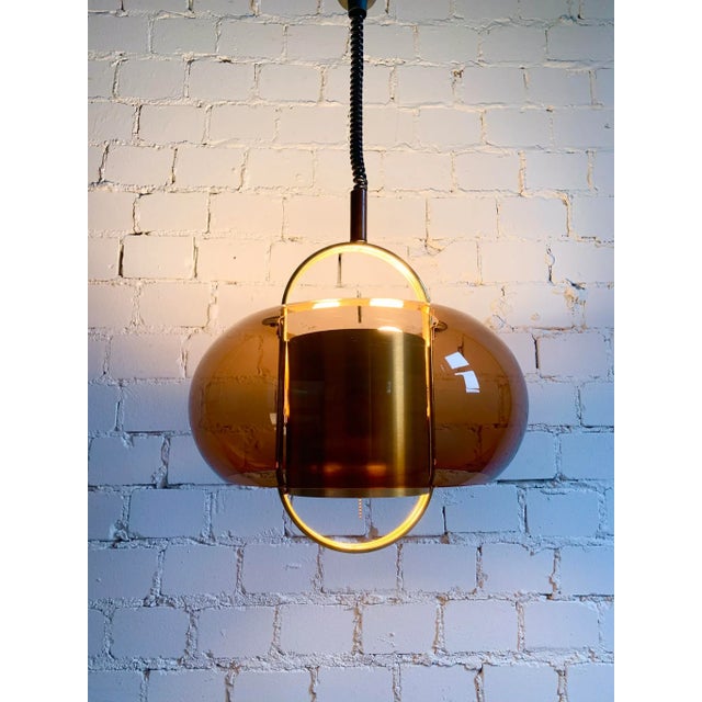 Vintage Pendant Lamp in Smoked Brown Acrylic, 1970s For Sale - Image 11 of 11