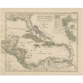 Antique Map of the Caribbean & Central America West Indies, 1857 For Sale