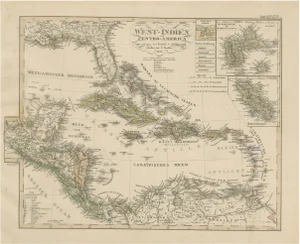 Antique Map of the Caribbean & Central America West Indies, 1857