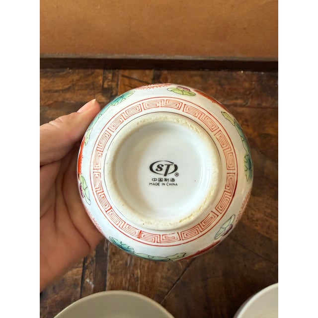 1990s Vintage Chinese Porcelain Fish & Lotus Bowls Koi Goldfish Polychrome Enamel - Set of 3 For Sale - Image 5 of 9