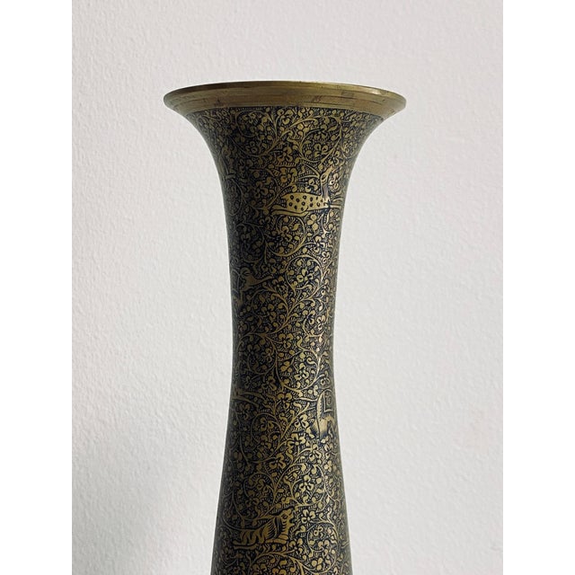 Tall Kashmiri Hand-Engraved Floor Vase For Sale - Image 4 of 10