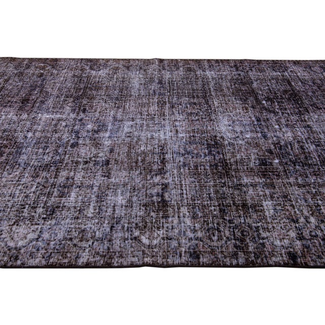 1960s Vintage Persian Distressed Handmade All-Over Brown Wool Rug For Sale In New York - Image 6 of 7