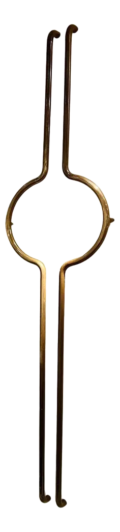 Tubular Push and Pull Brass Double Door Handles, 1960s, Set of 2
