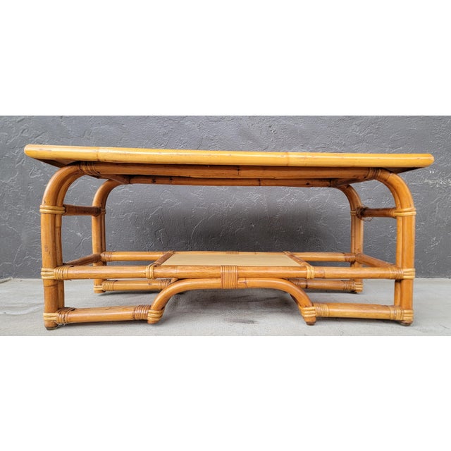 1950s 1950's Mid-Century Modern Bamboo Coffee Table For Sale - Image 5 of 10