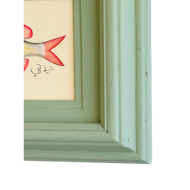 Original Hand-Painted Fish Painting in a Hand-Painted Frame For Sale - Image 4 of 4