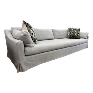 Restoration Hardware Ten Foot Belgian Arm Sofa Custom Italian Melange Slipcover For Sale