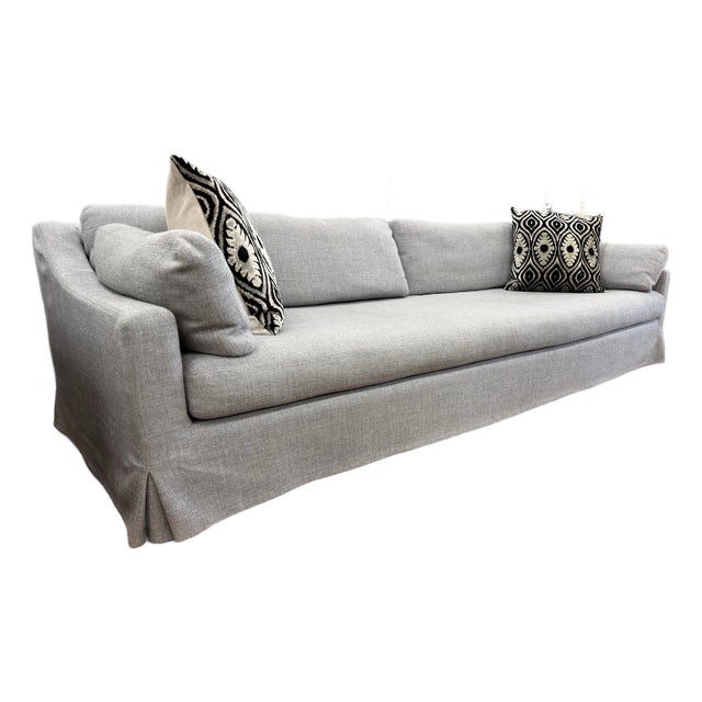 Restoration Hardware Ten Foot Belgian Arm Sofa Custom Italian Melange Slipcover For Sale