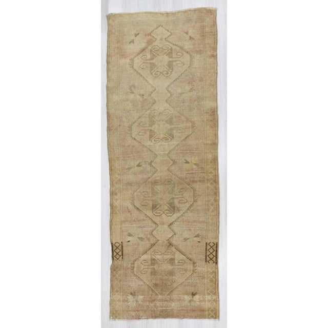 Handknotted pastel runner rug from Konya region of Turkey.In very good condition. Approximately 50-60 years old.