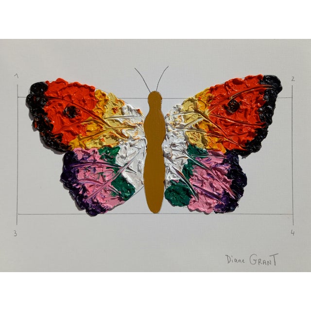 Paper Set of 6 - One-of-a-Kind Unframed Original Butterflies Oil Paintings, Unique Pieces For Sale - Image 7 of 7