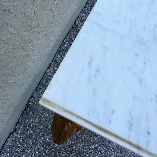 Gold Vintage French Style Marble Top Wooden Console Table For Sale - Image 8 of 11