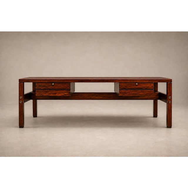 Brown Brazilian Modern Monumental Executive Desk in Rosewood, Sergio Rodrigues, 1959 For Sale - Image 8 of 18