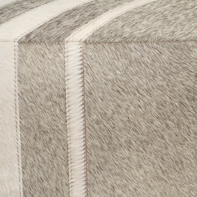 Traditional Nantucket Ottoman, Grey Hide For Sale - Image 3 of 4