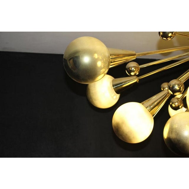 Gold Color Mercury Chandelier with Globes of Murano Glass in the Form of Half Sputnik, 1980s For Sale - Image 13 of 16