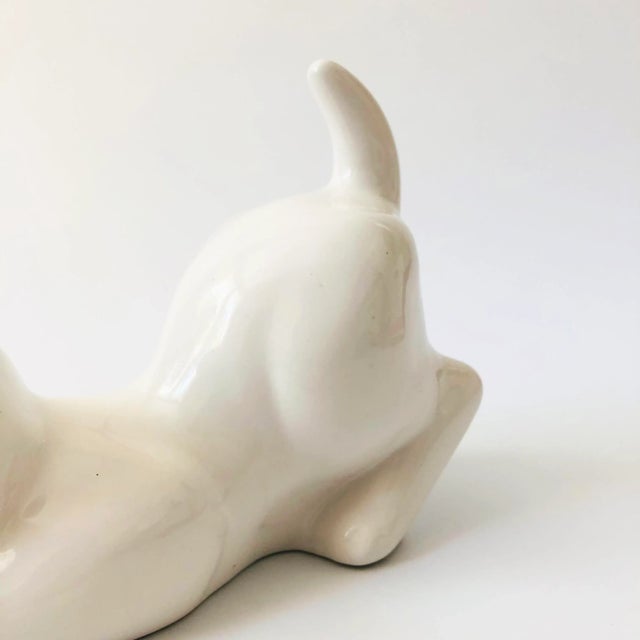 Ceramic Large Vintage White Ceramic Cat by Elpa Alcobaca Portugal For Sale - Image 7 of 10
