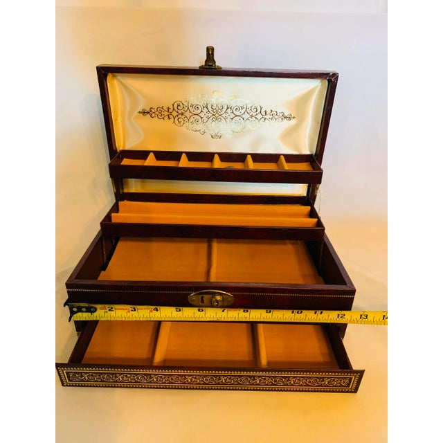 Vintage Mele Jewelry Chest With Original Key and Tag For Sale - Image 12 of 13