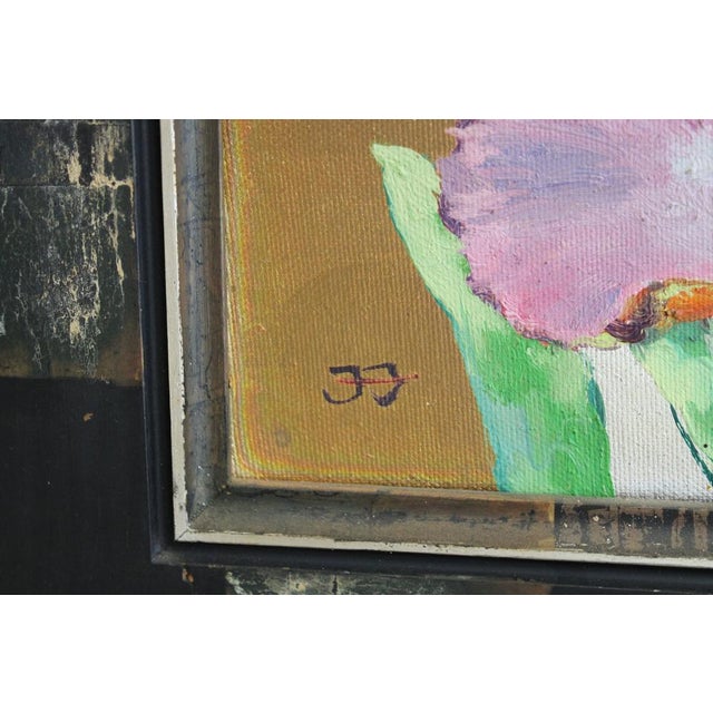 Contemporary Juris Jurjans, Purple Irises, 1998, Oil on Canvas For Sale - Image 3 of 10