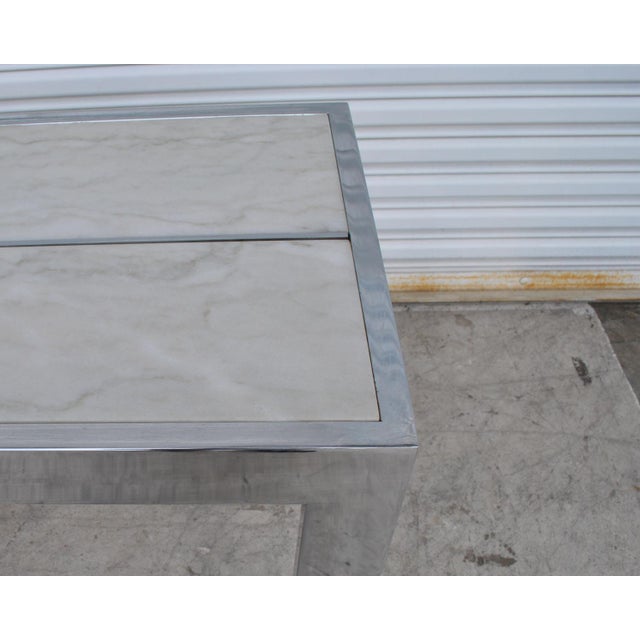 Milo Baughman Pace Style Chrome & Marble Console For Sale - Image 9 of 13