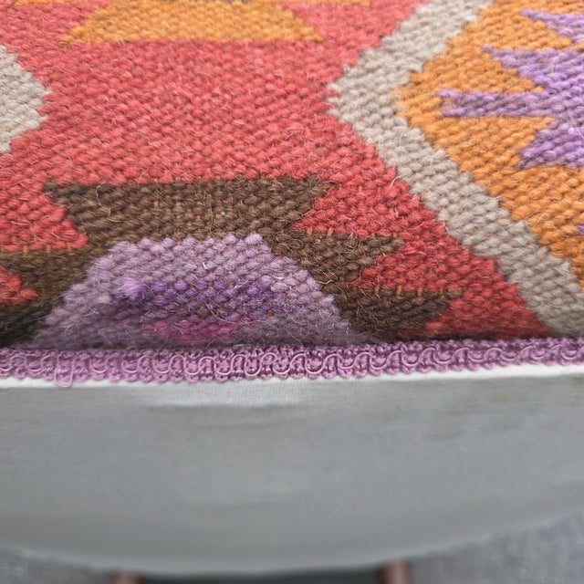 Mid 20th Century Kilim Covered Ottoman For Sale - Image 9 of 11