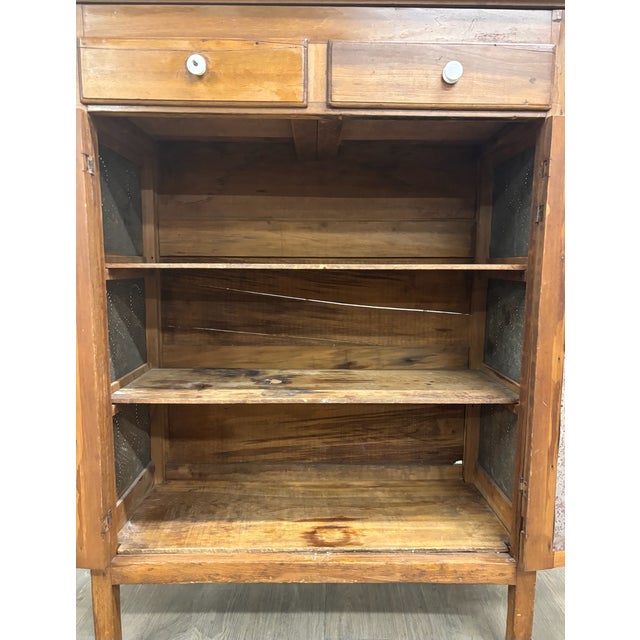 Antique Rustic French Provincial Punched Tin Pie Safe Jelly Cupboard Cabinet For Sale - Image 10 of 13