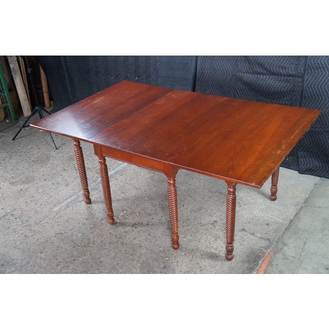 1940s Willett Wildwood Cherry Drop Leaf Gateleg Farmhouse Barley Twist Dining Table For Sale - Image 9 of 15