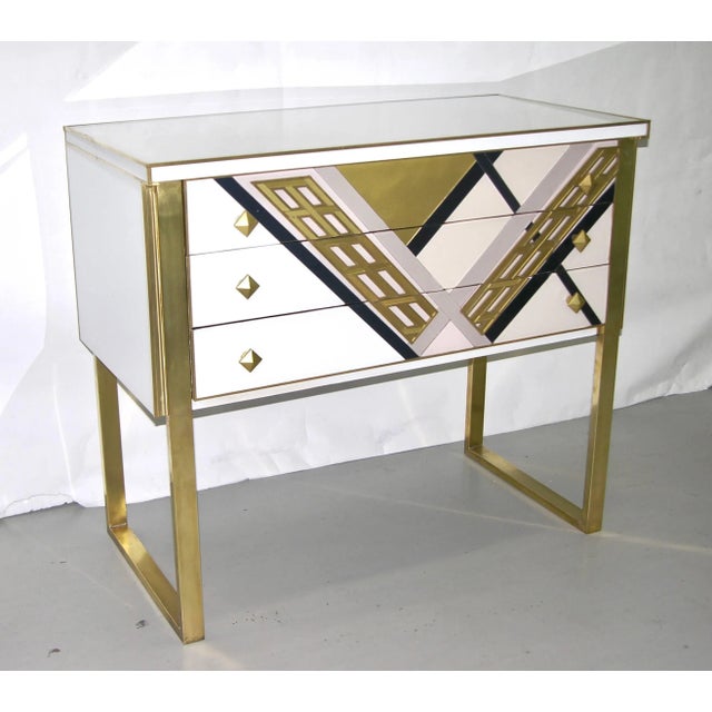 1990s 1990s Italian White Black and Gold Chest Sideboard on Brass Legs For Sale - Image 5 of 10