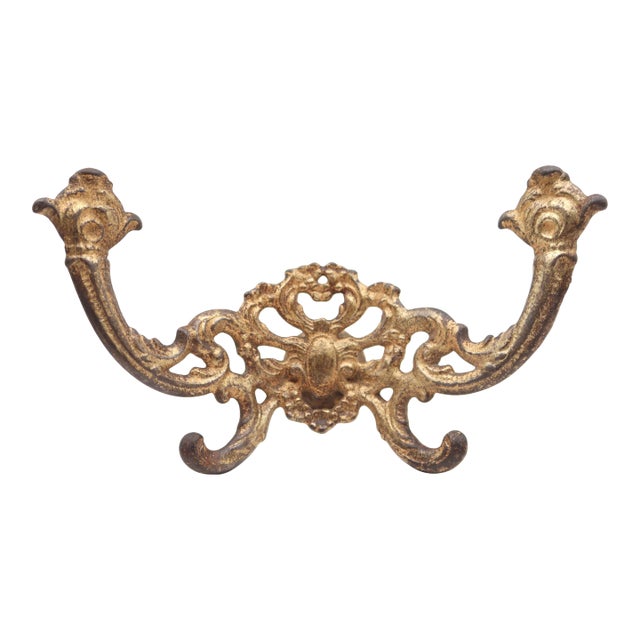 Brass Plated Cast Iron Antique Victorian Hall Tree Hook For Sale