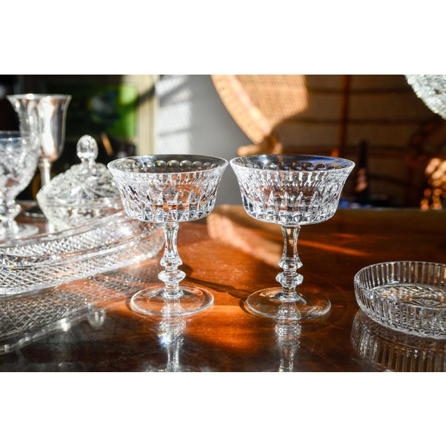 1980s Crystal Gorham De Medici Champagne Tall Sherbet Coupe Glasses- Set of 2 For Sale - Image 11 of 11