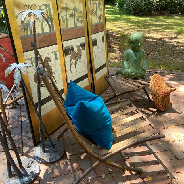 MCM Faux Bamboo Lounge Chair and Ottoman Owned by Famous Jockey For Sale - Image 11 of 12