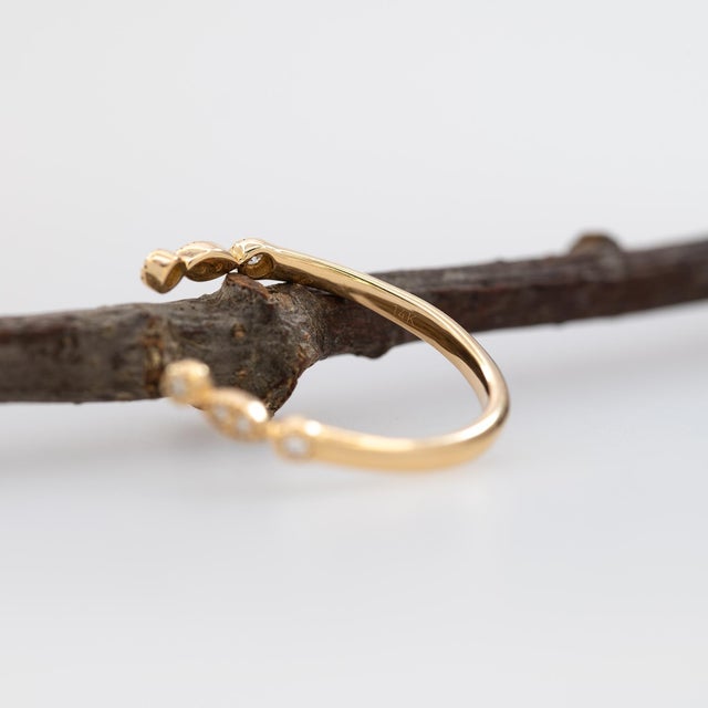 Stackable Natural Diamond Open Band in 14k Yellow Gold For Sale - Image 11 of 11