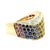 Late 20th Century Vintage 18k Multi Color Sapphire and Diamond Band Ring, Size 6.25 For Sale - Image 5 of 9
