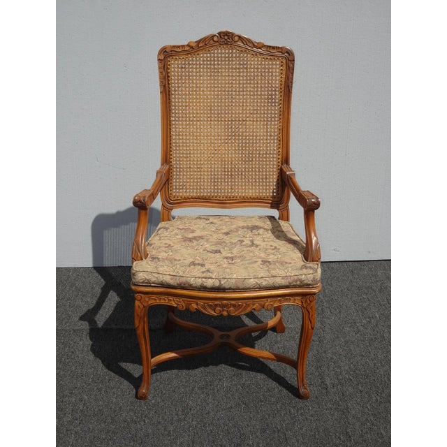 Vintage French Country Cane Side Chair with Cushion For Sale - Image 13 of 13