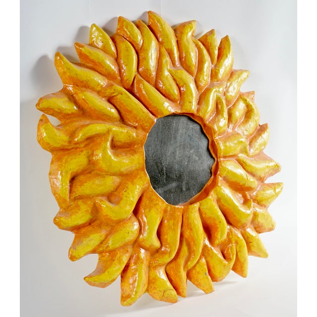 1970s Vintage Mexican Paper Mache Wall Mirror For Sale - Image 5 of 6