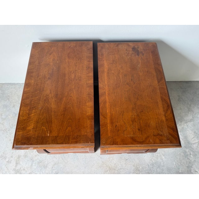 Wood Pair of Ray O’Donnell Interiors Two-Drawer Nightstands – Solid Wood Bombe For Sale - Image 7 of 18