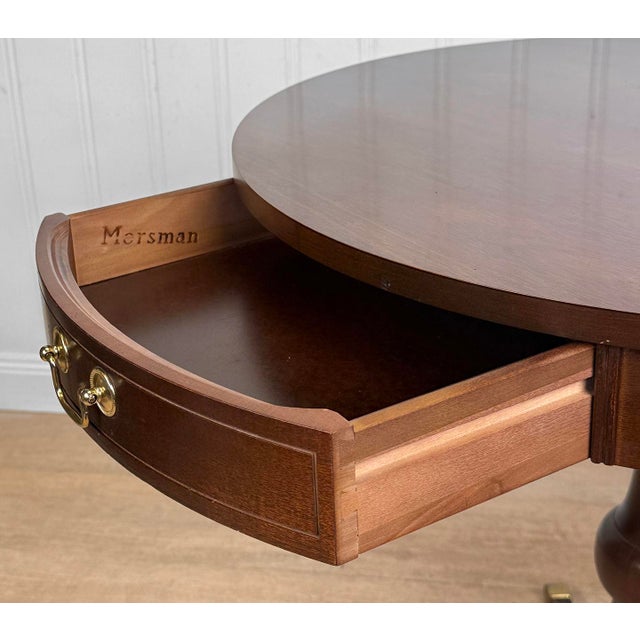 Brown Vintage Traditional Mahogany Round Drum Table For Sale - Image 8 of 13