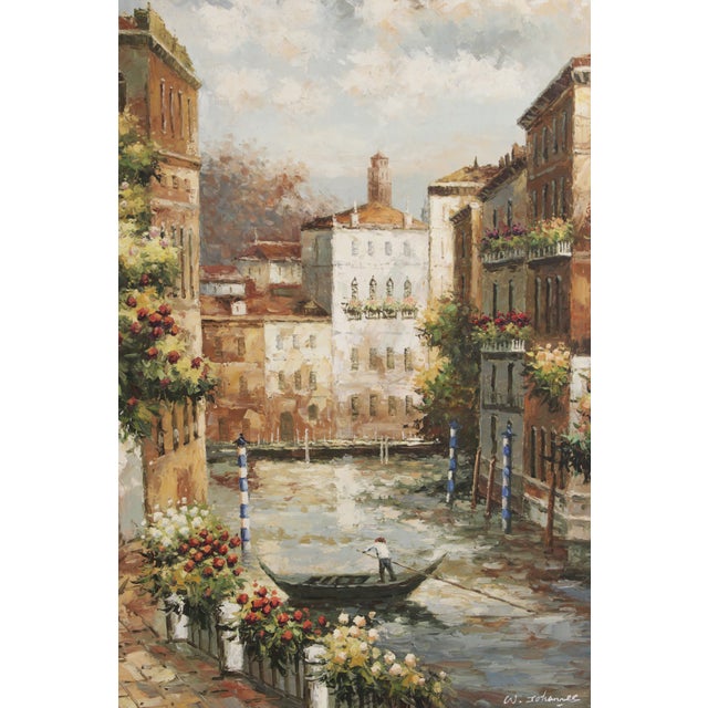 w.johannele Large Venice Canal Oil Painting on Canvas For Sale - Image 12 of 17
