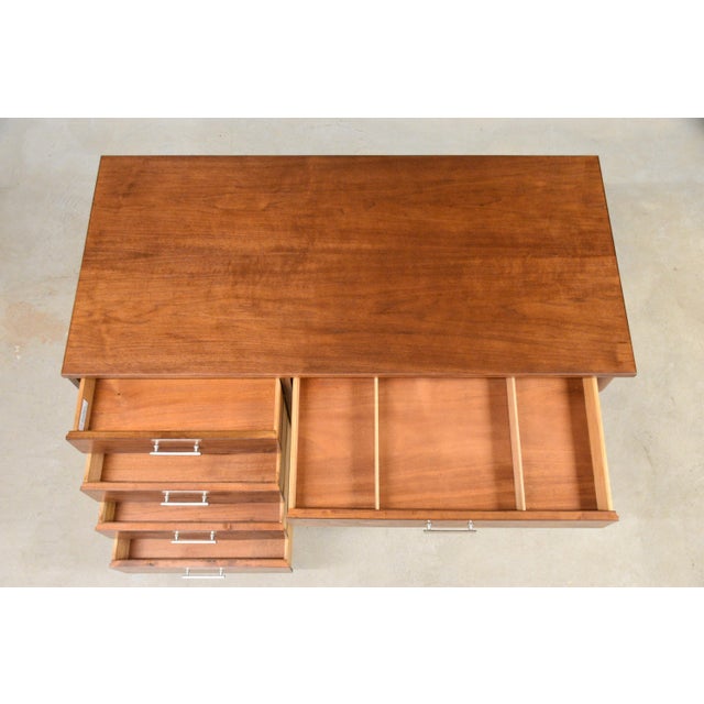 Brown 1960s Refinished Walnut Mid Century Desk by Drexel Biscayne For Sale - Image 8 of 11