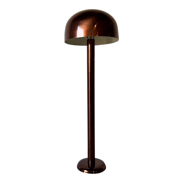 Mid-Century Brown / Copper Finish Mushroom Floor Lamp For Sale