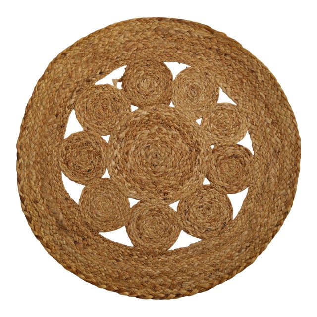 Rug & Kilim’s Modern Circle Jute Rug in Beige-Brown and Cream Tones For Sale