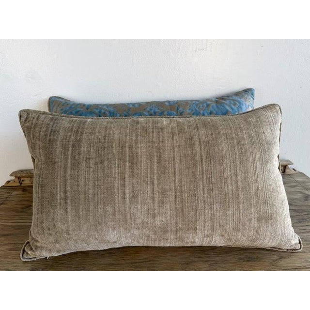 Pair of Custom Fortuny Textile Pillows With Velvet Backs For Sale - Image 10 of 10