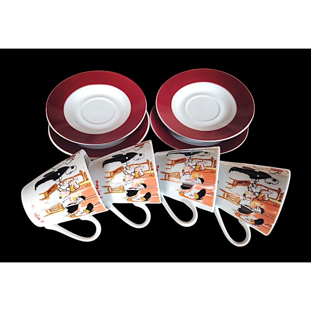 Coffee Service with Cups and Saucers from Maxim's Paris, 1980s, Set of 8 For Sale - Image 6 of 13