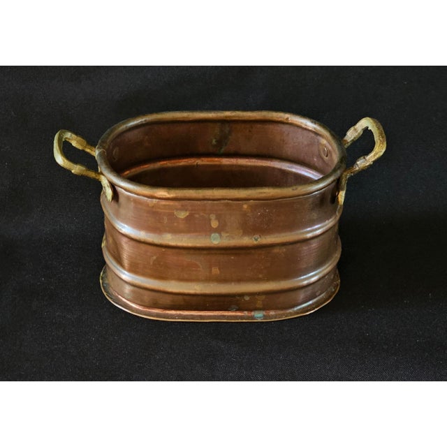 Copper Antique French Copper Jardinière With Brass Handles – 19th Century Vintage Planter For Sale - Image 8 of 9