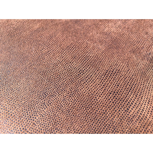 2010's Fendi Casa Chocolate Leather Faux Shagreen Wrapped Parsons Console Table For Sale - Image 9 of 12