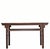 This long, slender console table is crafted from solid elm wood, featuring a rectangular top with a visible natural grain....