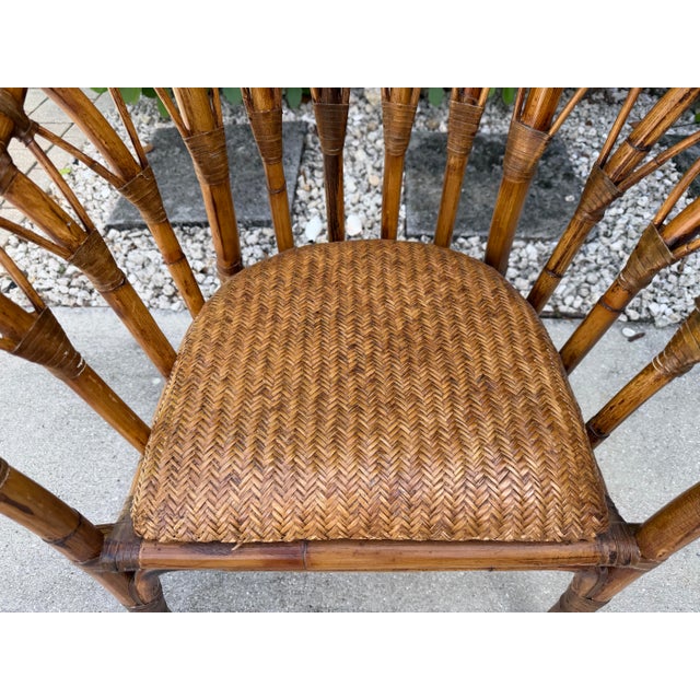 Vintage Handcrafted Rattan Barrel Back Chair With Woven Seat For Sale - Image 9 of 13