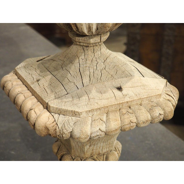 18th Century French Pot Feu Finial in Carved Oak For Sale - Image 4 of 12