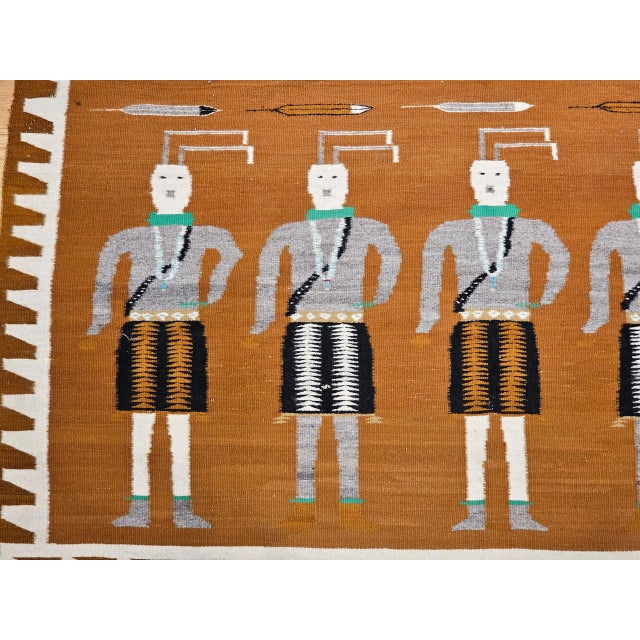 Textile Vintage Native American Yei Rug, Handwoven Wool, Navajo Deity Pictorial Pattern, 3x5 For Sale - Image 7 of 13