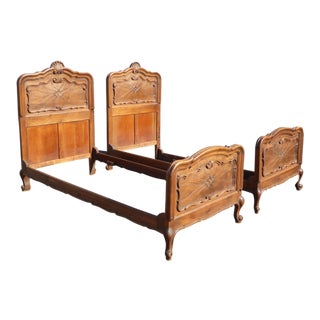 Antique Twin French Carved Bedframes - a Pair of Twin Headboards For Sale
